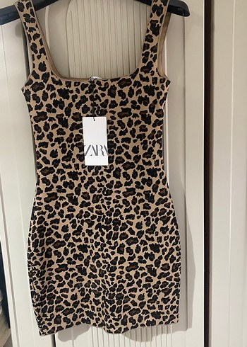 Zara Leopar Desenli Midi Elbise