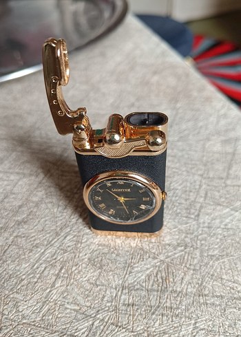 Klasik Siyah Erkek Saatli Çakmak - Görsel 2