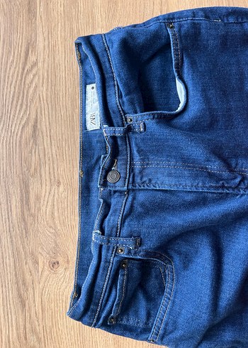 Zara Kadın Mavi Regular Fit Midi Kot Pantolon - Görsel 4