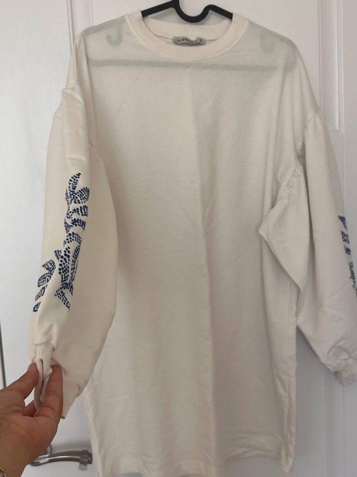 LCW Beyaz Uzun Kollu Salaş Sweatshirt - Görsel 5