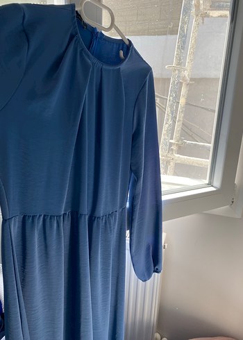 Mavi Uzun Kollu Salaş Elbise - Görsel 2