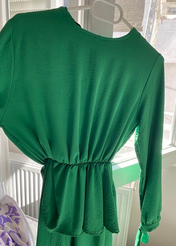 Yeşil Uzun Drapeli Kadın Elbise - Görsel 2