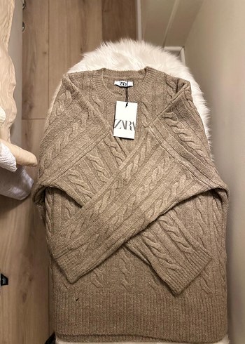 Zara Kahverengi Örgü Kadın Kazak - Görsel 2