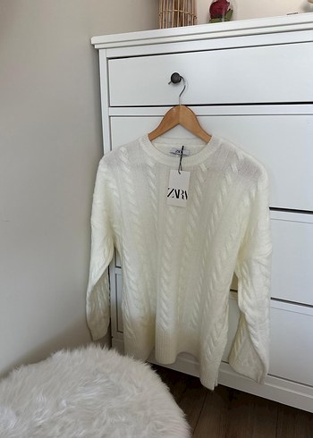 Beyaz Örgü Kadın Kazak ZARA - Görsel 2