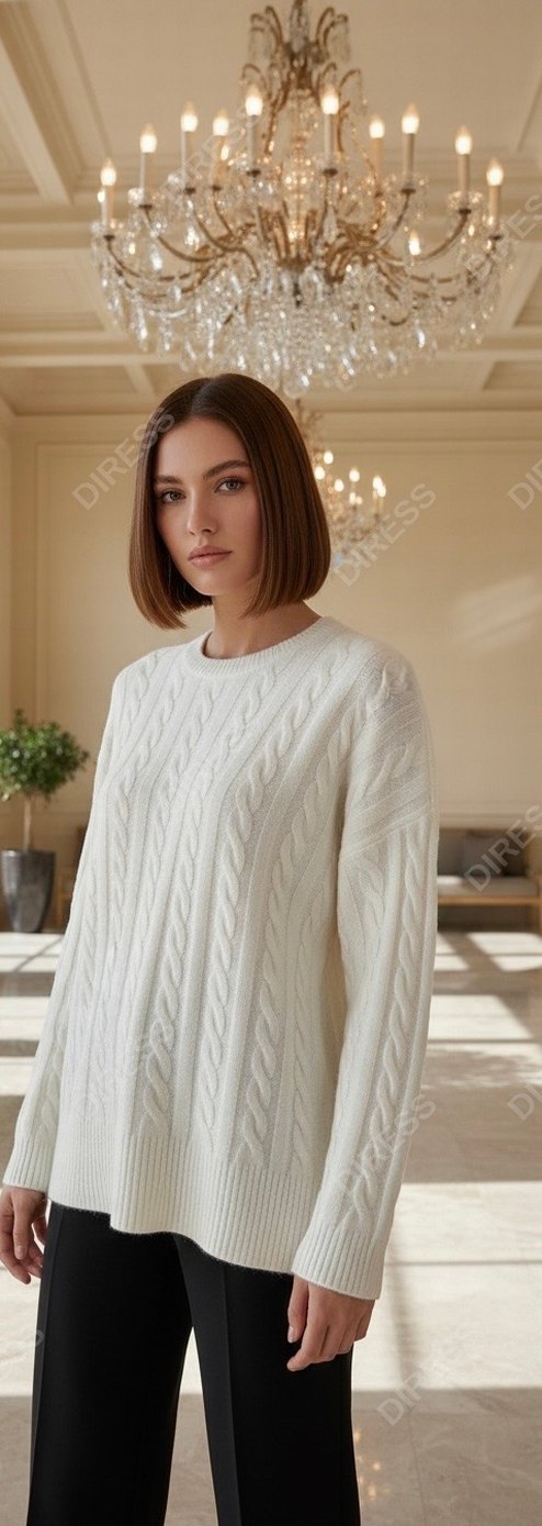 Beyaz Örgü Kadın Kazak ZARA - Görsel 3