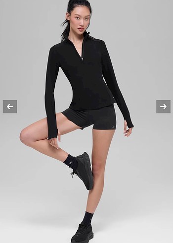 ALO Yarım Fermuarlı Siyah Yüksek Yakalı Spor Üst - Görsel 2
