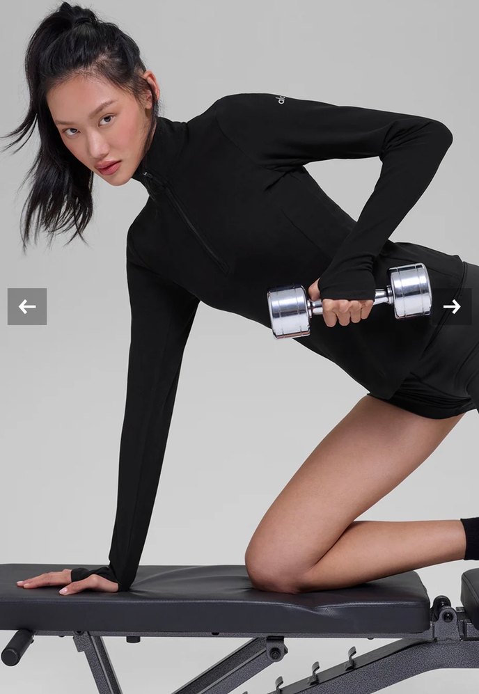 ALO Yarım Fermuarlı Siyah Yüksek Yakalı Spor Üst - Görsel 3