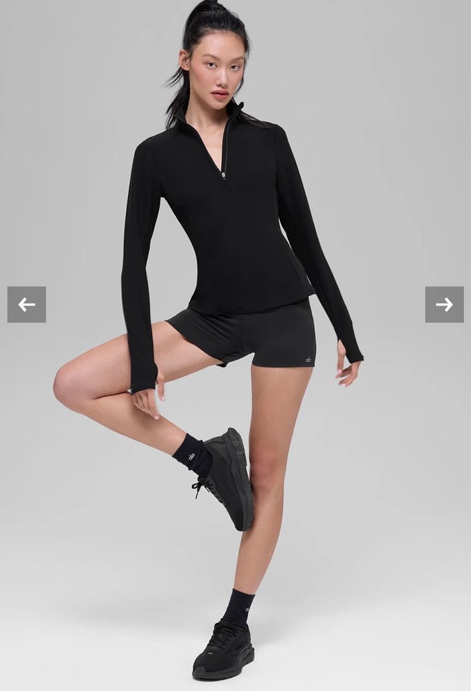ALO Yarım Fermuarlı Siyah Yüksek Yakalı Spor Üst - Görsel 2
