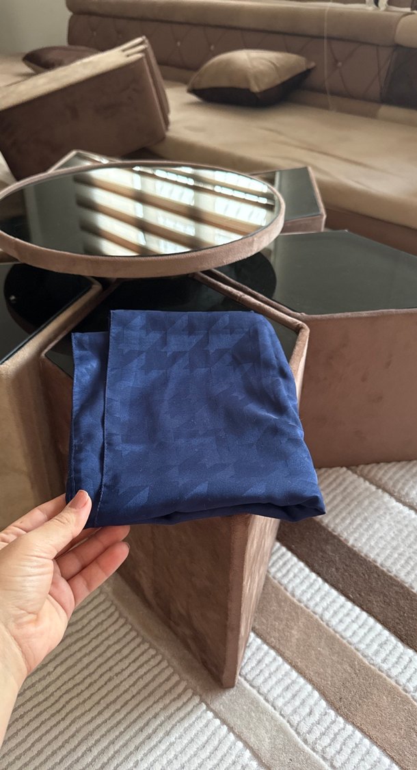 Kazayağı desen lacivert şal - Görsel 3