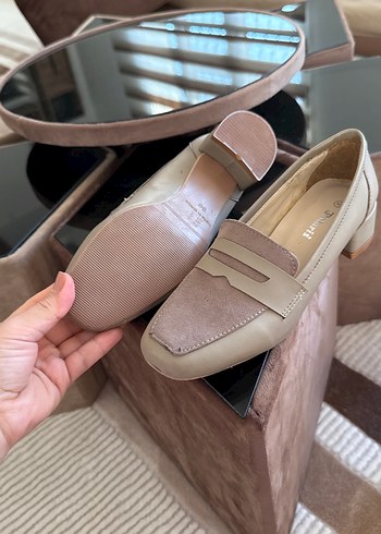 Bej Süet Kadın Klasik Topuklu Ayakkabı - Görsel 3