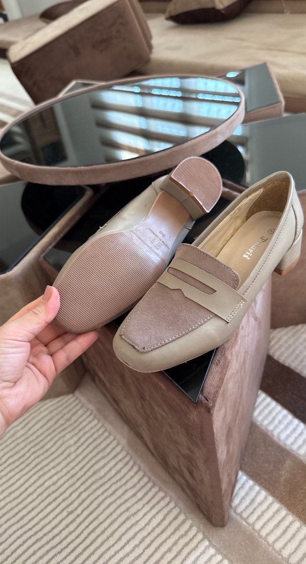 Bej Süet Kadın Klasik Topuklu Ayakkabı - Görsel 3