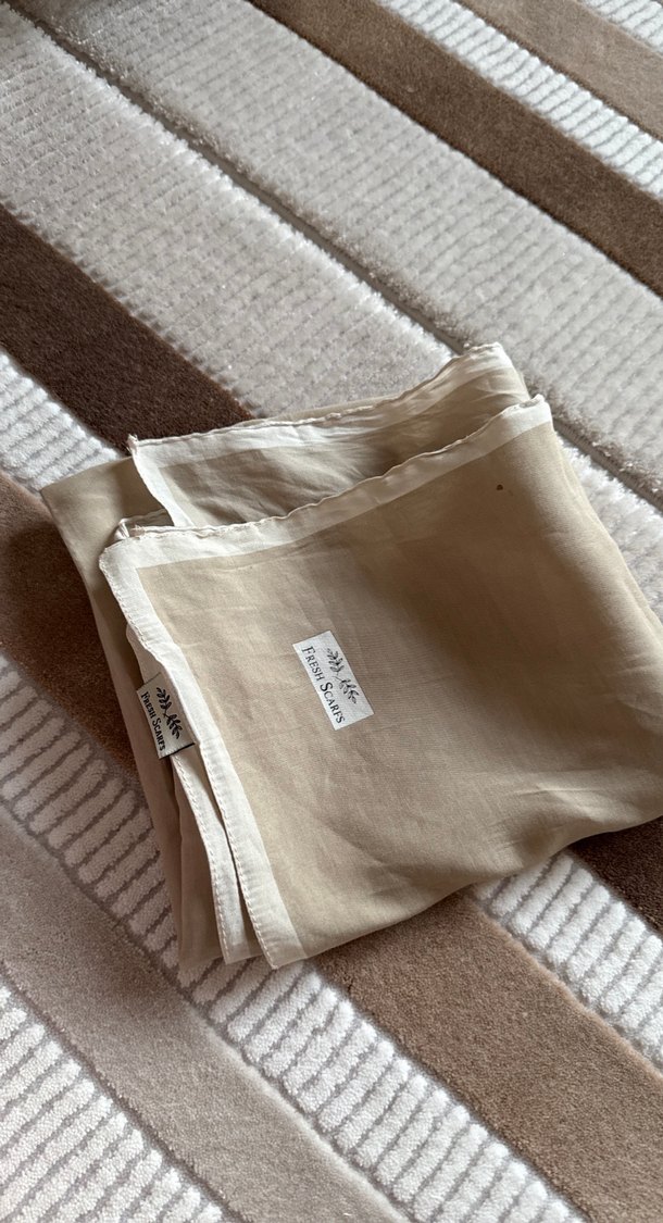 Freshscarf Bej Keten Kadın eşarp - Görsel 4