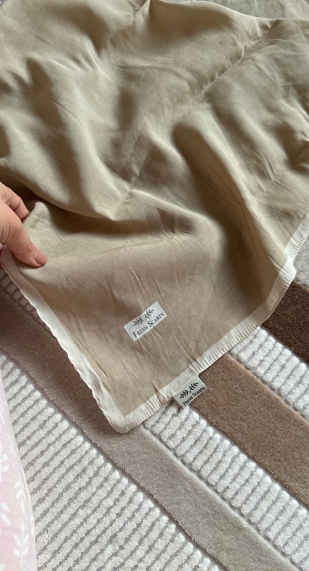 Freshscarf Bej Keten Kadın eşarp - Görsel 3