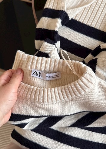 Zara Uzun Kollu Çizgili Kadın Triko Elbise - Görsel 5