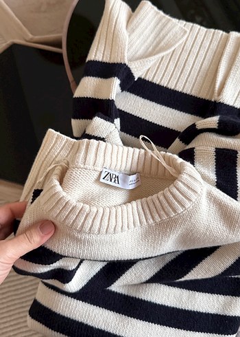 Zara Uzun Kollu Çizgili Kadın Triko Elbise - Görsel 4