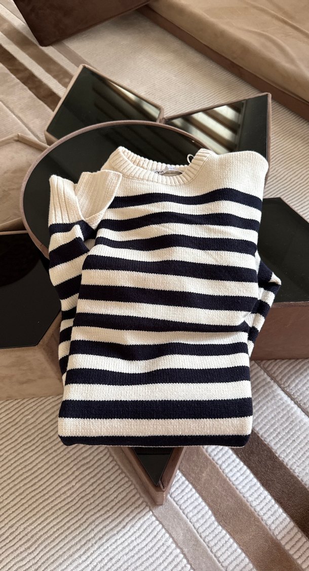 Zara Uzun Kollu Çizgili Kadın Triko Elbise - Görsel 2