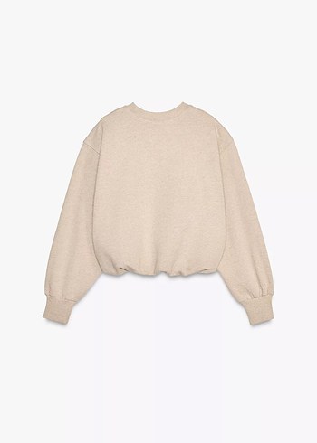 Zara crop Bej Renkli Kadın Salaş Sweatshirt - Görsel 6