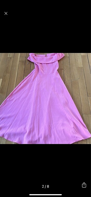 KAYIK YAKA PEMBE ELBİSE