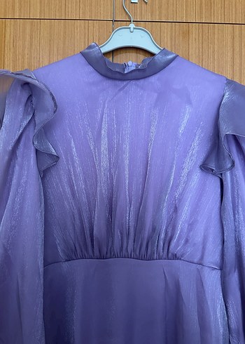 Uzun eflatun lila tesettür abiye - Görsel 3