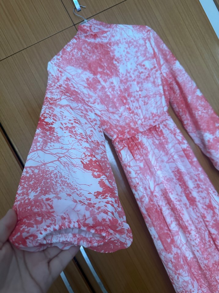 Trendyol milla Kırmızı beyaz Uzun Bağcıklı Bohem Elbise - Görsel 2