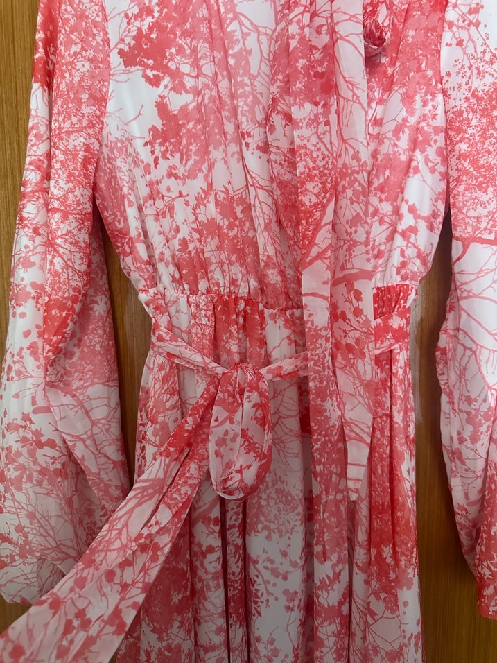 Trendyol milla Kırmızı beyaz Uzun Bağcıklı Bohem Elbise - Görsel 3