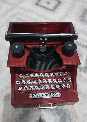 Bordo Vintage Daktilo Tasarımlı Müzik Kutusu