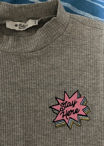 Colin's Gri Yüksek Yakalı Sıfır Kol Üst crop