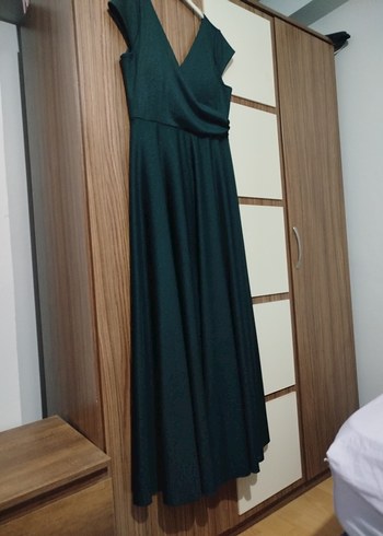Diğer V Yakalı Yeşil Maxi Abiye