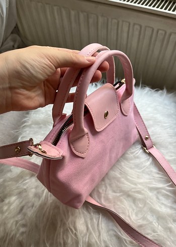 Bershka Pembe Süet Kadın Çapraz Çanta