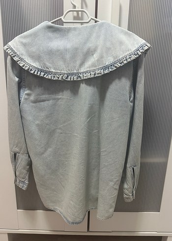 Mango Gri Denim Düğmeli Kadın Gömlek