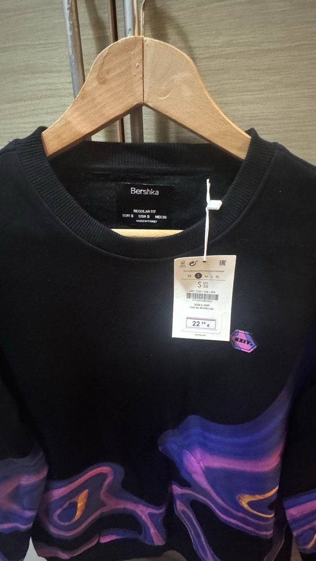 Mor Batik Desenli Unisex Sweatshirt (Crew Neck Graphic) - Görsel 3