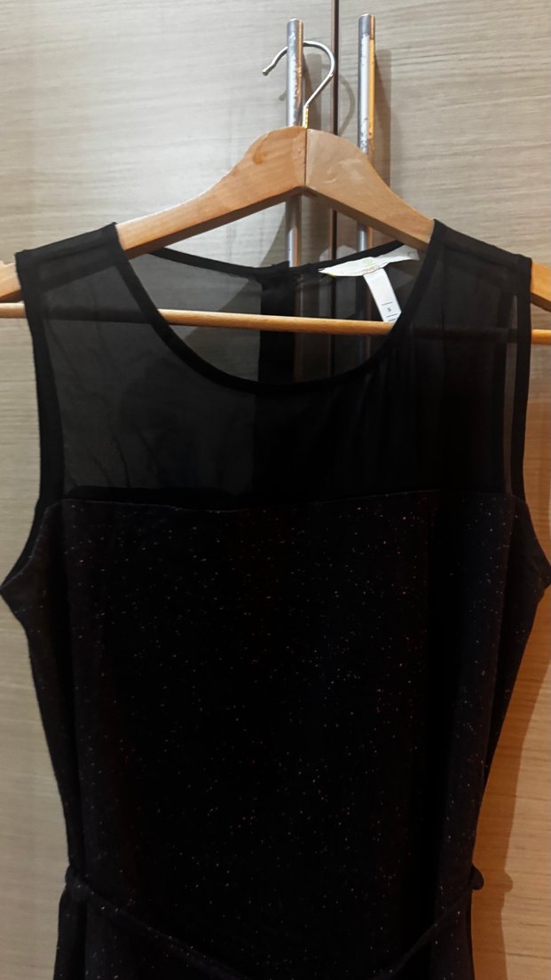 Siyah Kemerli Tül Detaylı Midi Gotik Elbise - Görsel 3