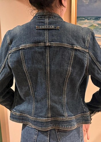 Düğmeli Mavi Kadın Kot Ceket - Görsel 2