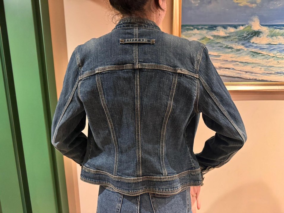 Düğmeli Mavi Kadın Kot Ceket - Görsel 2