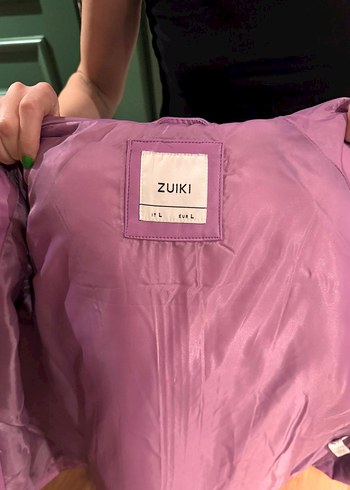 Peluş Detaylı Mor Deri Kadın Kışlık Mont - Görsel 5