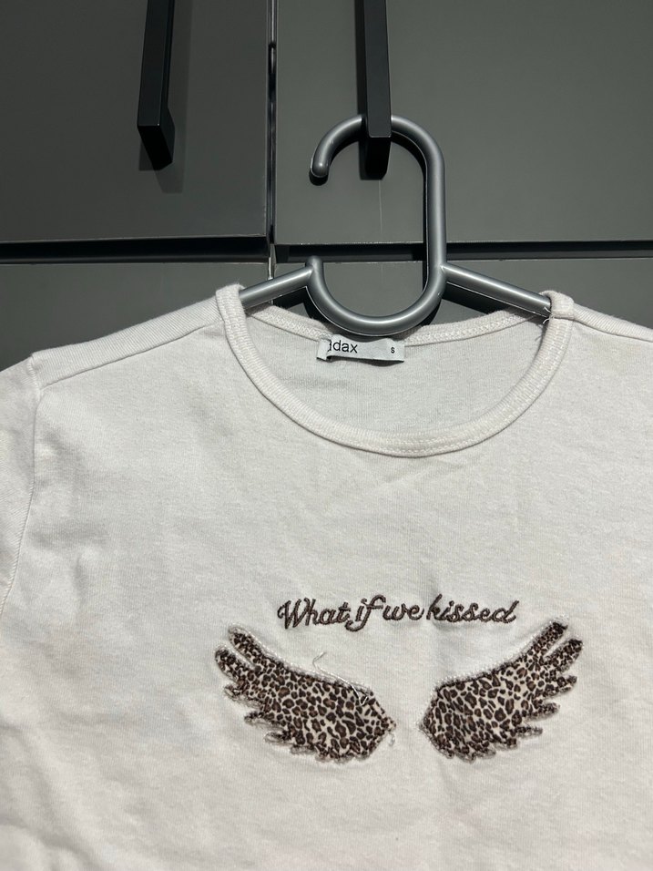 Beyaz Baskılı Kısa Kollu Tişört - Görsel 2