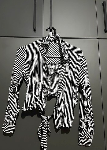 Diğer Zebra Desenli Pilili bağlamalı Uzun Kollu Kadın Gömlek