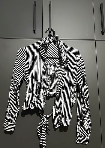 Zebra Desenli Pilili bağlamalı Uzun Kollu Kadın Gömlek