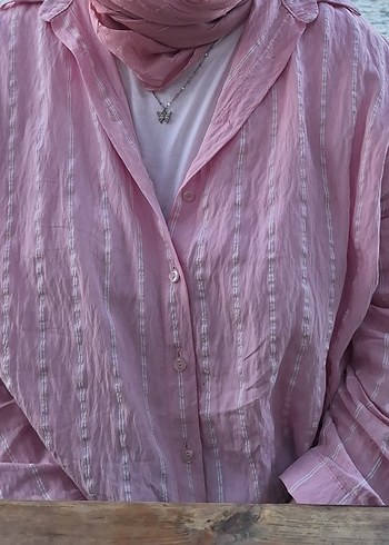 Pembe oversize gömlek