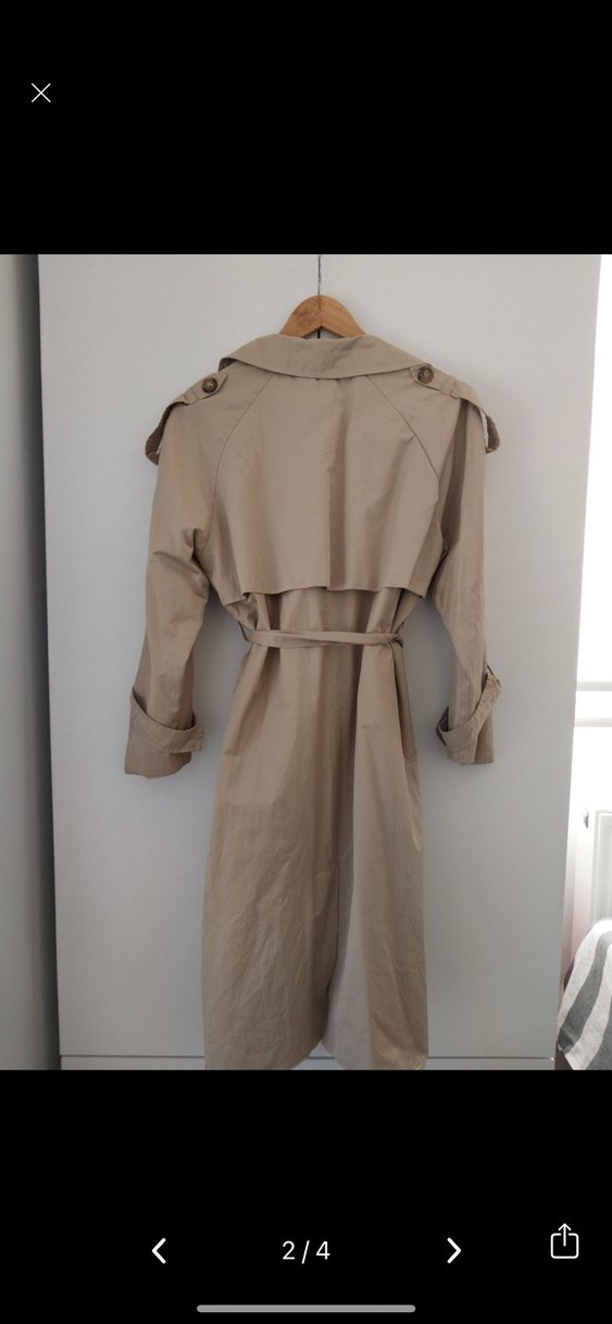 Bej Uzun Kemerli Kadın Trençkot - Görsel 2