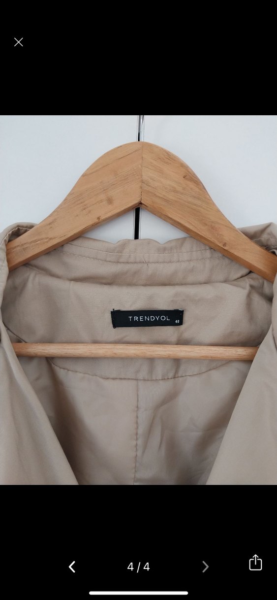 Bej Uzun Kemerli Kadın Trençkot - Görsel 3