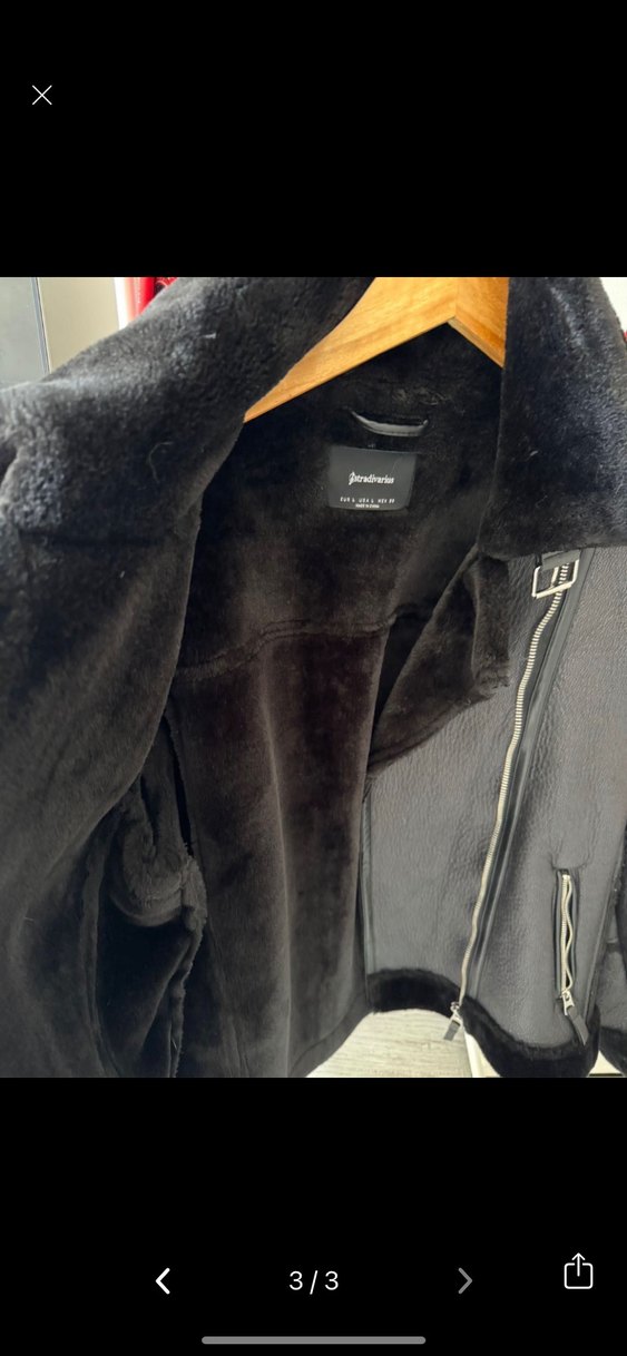 Siyah Kürklü Deri Biker Ceket - Görsel 3