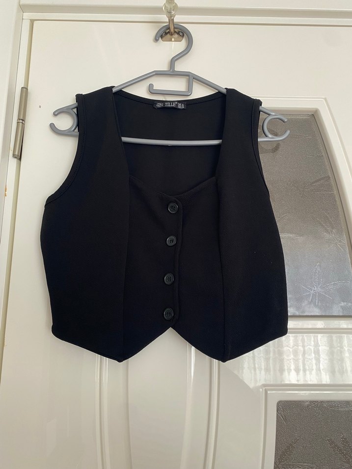 Düğmeli Siyah Kolsuz Ofis Yeleği - Görsel 3