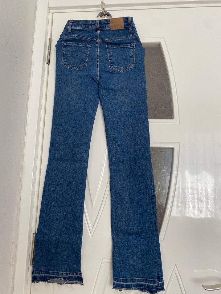 Kadın Mavi Midi Boy Kot Pantolon - Görsel 2