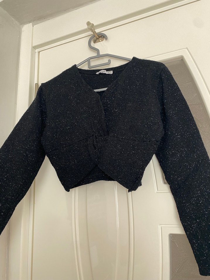 Kadın Siyah V Yaka Triko Bolero - Görsel 3