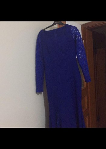 Abiye Lacivert Dantel Detaylı Uzun Abiye Elbise