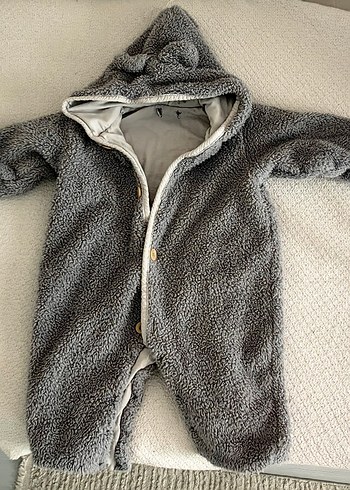 Gri peluş  Erkek bebek tulumu Çıtçıtlı - Görsel 5