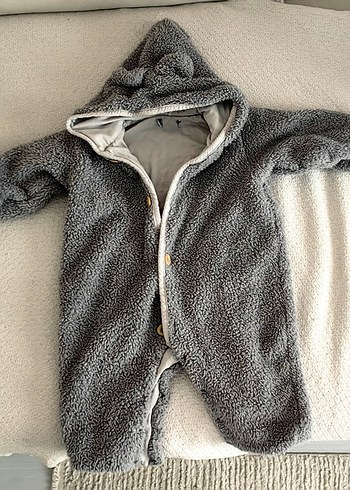 Gri peluş  Erkek bebek tulumu Çıtçıtlı - Görsel 4