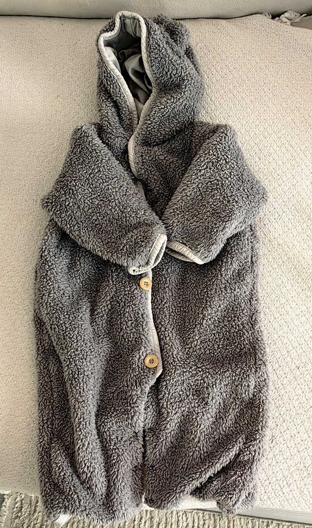 Gri peluş  Erkek bebek tulumu Çıtçıtlı - Görsel 2