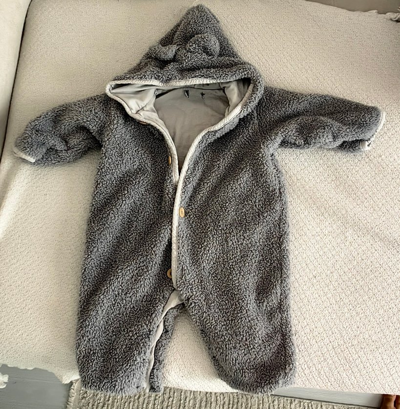 Gri peluş  Erkek bebek tulumu Çıtçıtlı - Görsel 5